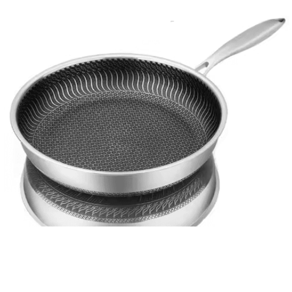TriPly 316 Stainless Steel Honeycomb Frying Pan WholeBody Wok Skillet For All Stoves 1