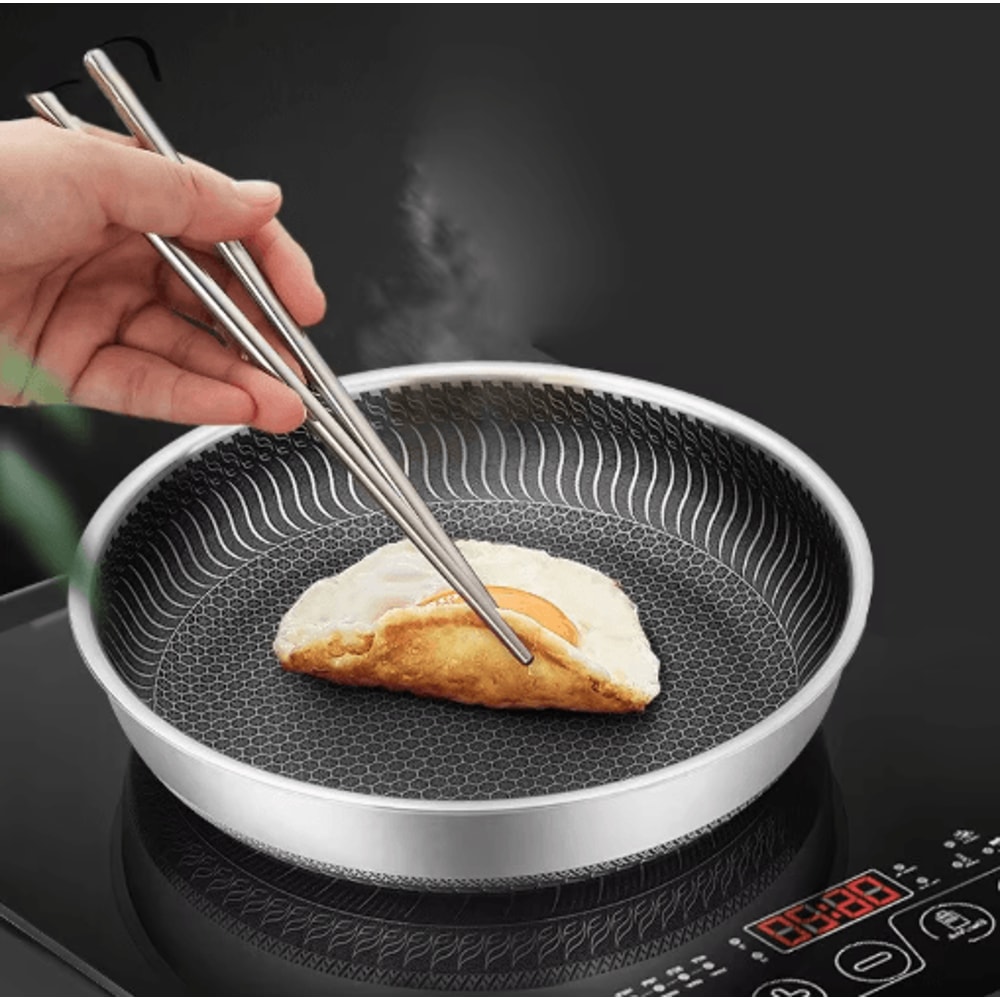 TriPly 316 Stainless Steel Honeycomb Frying Pan WholeBody Wok Skillet For All Stoves 4
