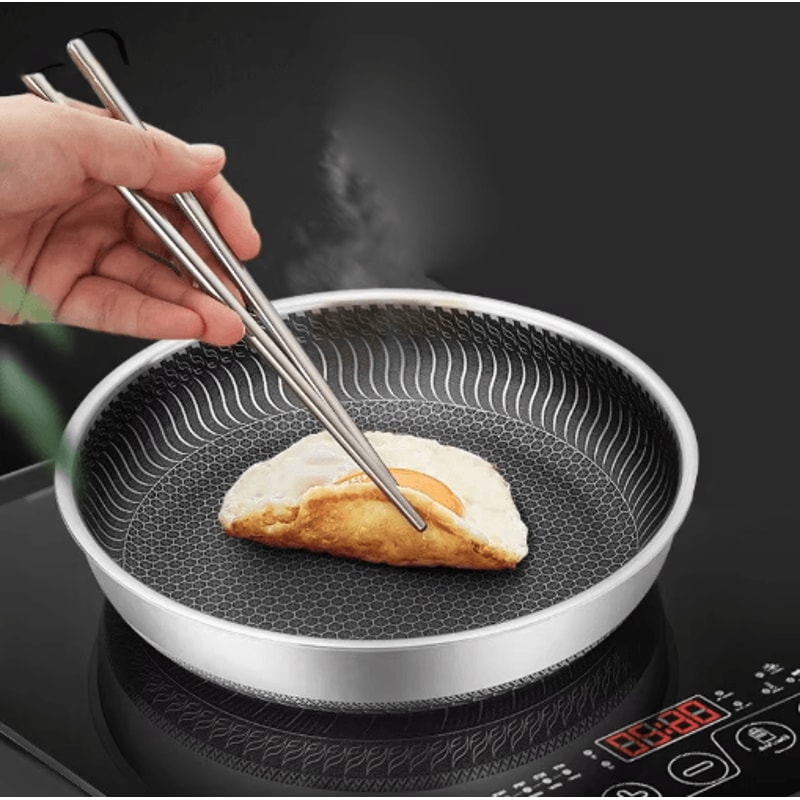 TriPly 316 Stainless Steel Honeycomb Frying Pan WholeBody Wok Skillet For All Stoves 4