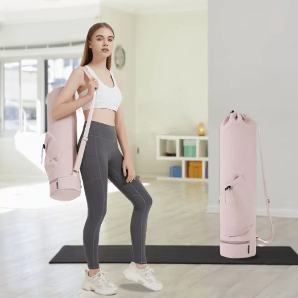 Yoga Mat Bag With Water Bottle Pocket Wet Storage MultiFunctional Fitness Carrier 8