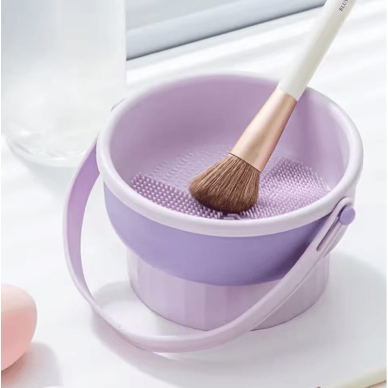 Makeup Brush Cleaning Bowl Set With Silicone Drying Rack Beauty Sponge Puff Cleaner 2