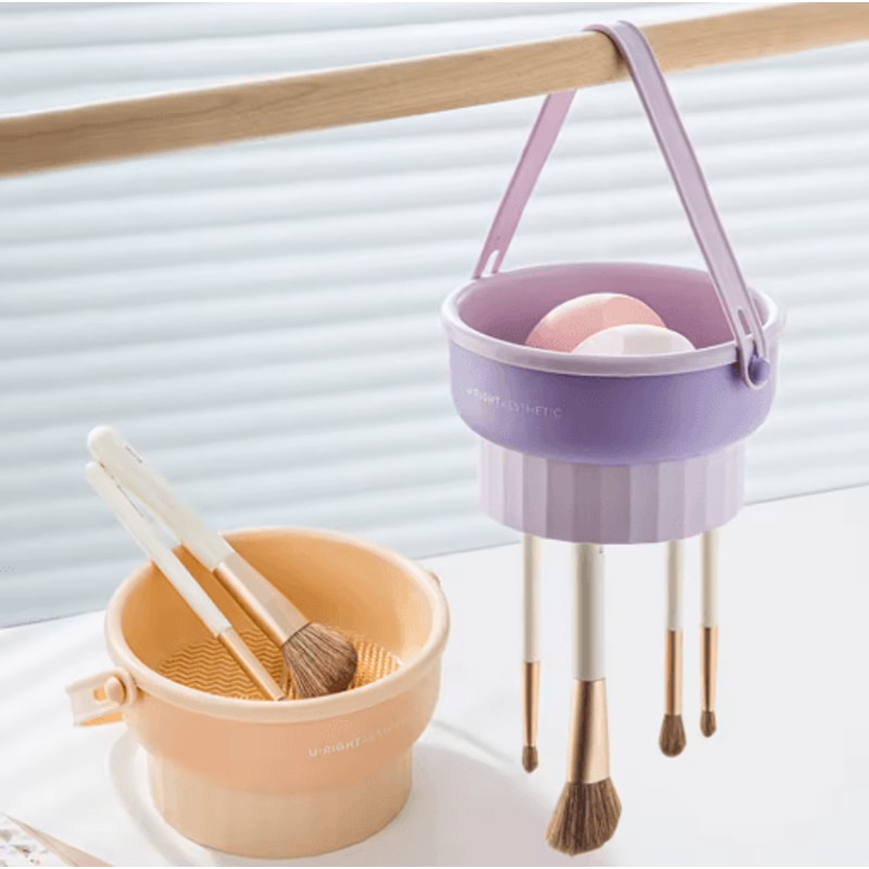 Makeup Brush Cleaning Bowl Set With Silicone Drying Rack Beauty Sponge Puff Cleaner 0