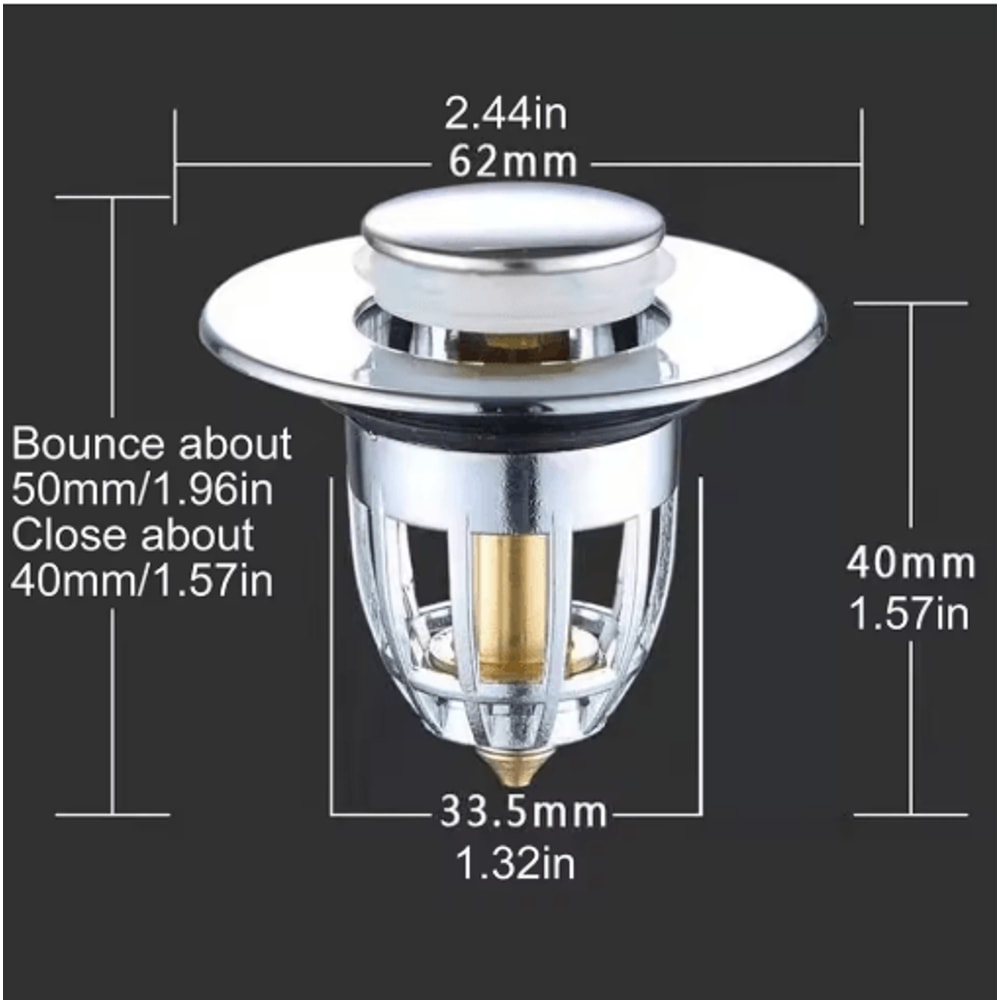 PopUp Drain Filter Stopper Press Bounce Sink Strainer For Bathroom Kitchen 4