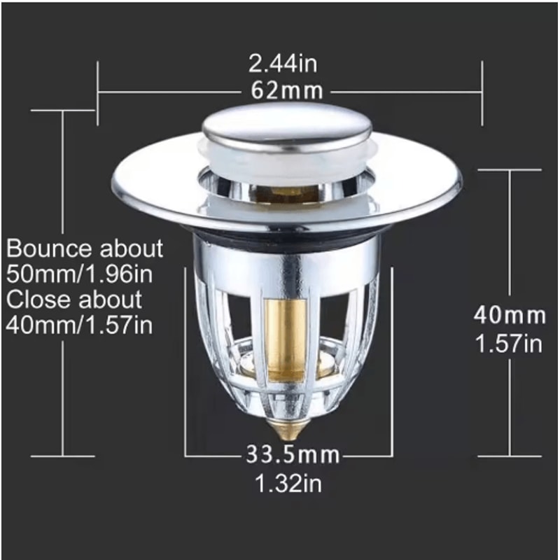 PopUp Drain Filter Stopper Press Bounce Sink Strainer For Bathroom Kitchen 4