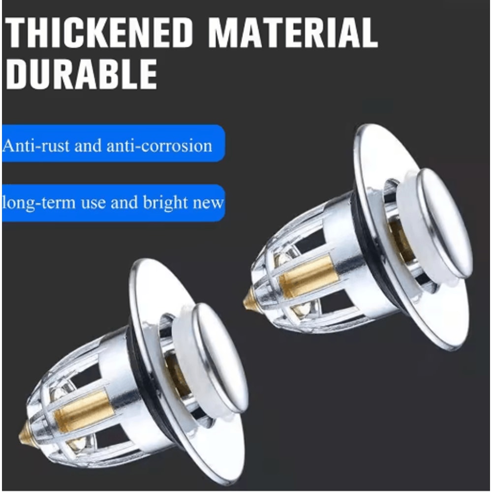 PopUp Drain Filter Stopper Press Bounce Sink Strainer For Bathroom Kitchen 8