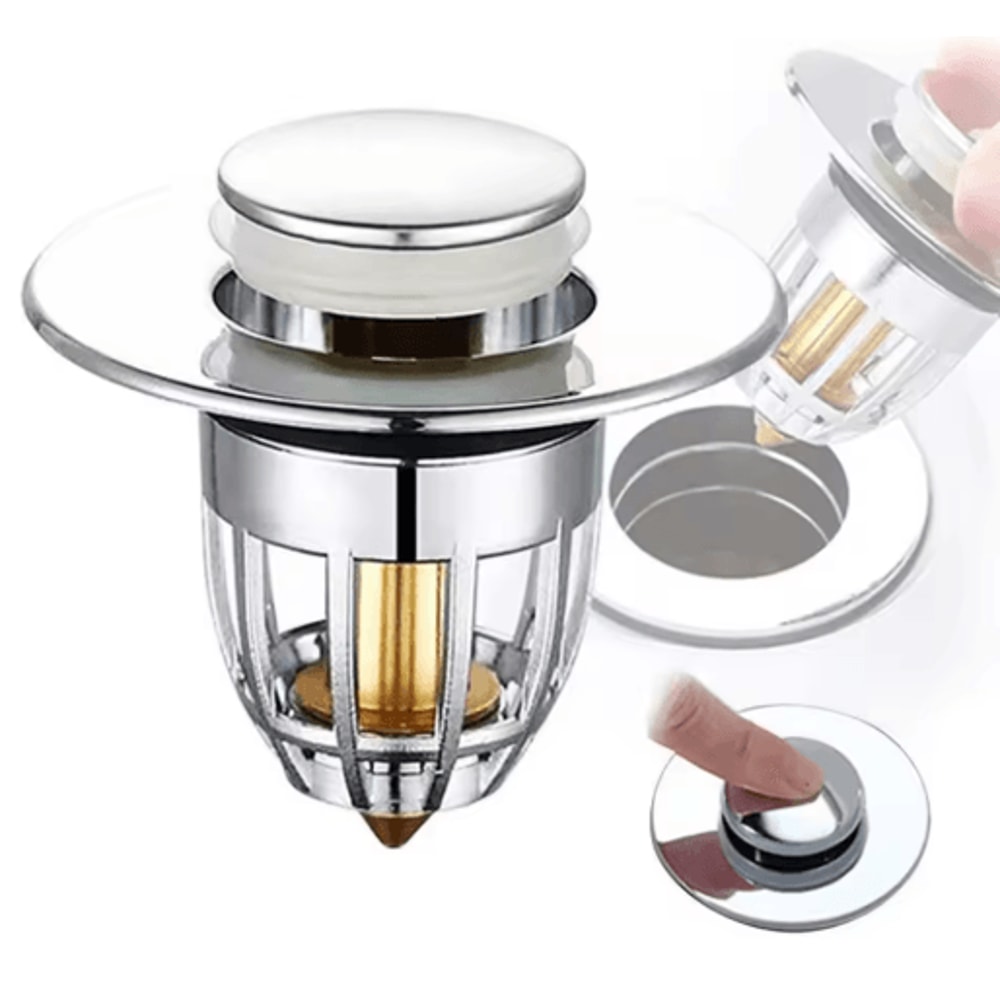 PopUp Drain Filter Stopper Press Bounce Sink Strainer For Bathroom Kitchen 0