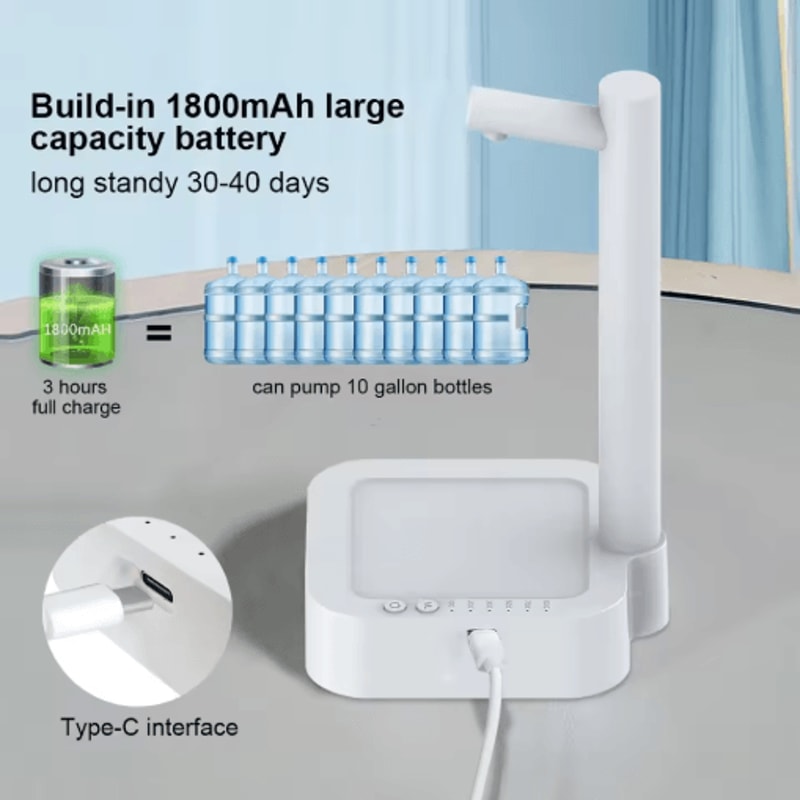 Automatic Desktop Water Bottle Dispenser Smart Rechargeable Electric Water Pump 6