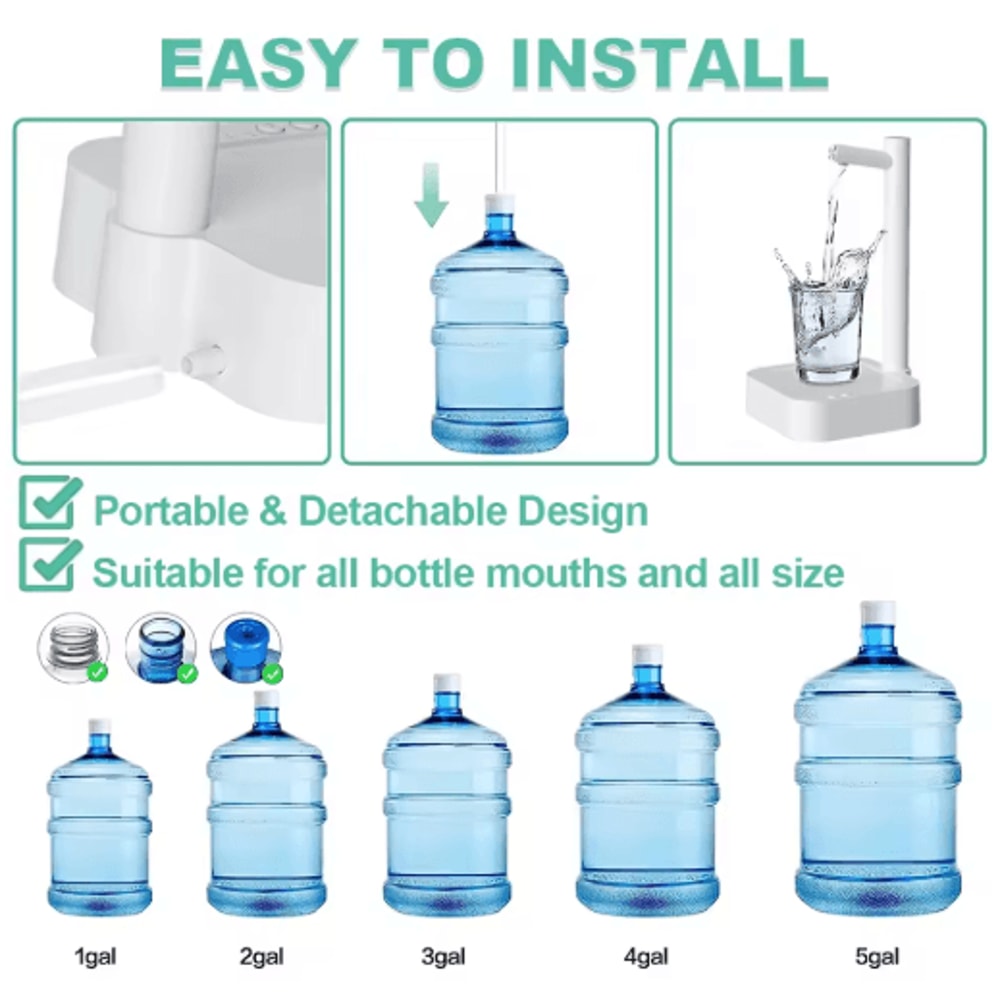 Automatic Desktop Water Bottle Dispenser Smart Rechargeable Electric Water Pump 7