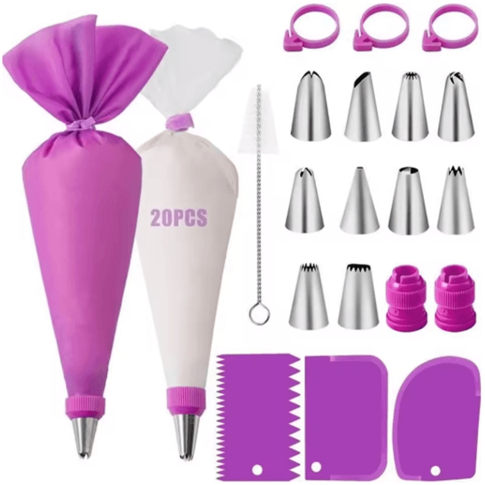 40Piece Silicone Piping Bags Tips Set Reusable Cake Decorating Kit With Stainless Steel Nozzles 2