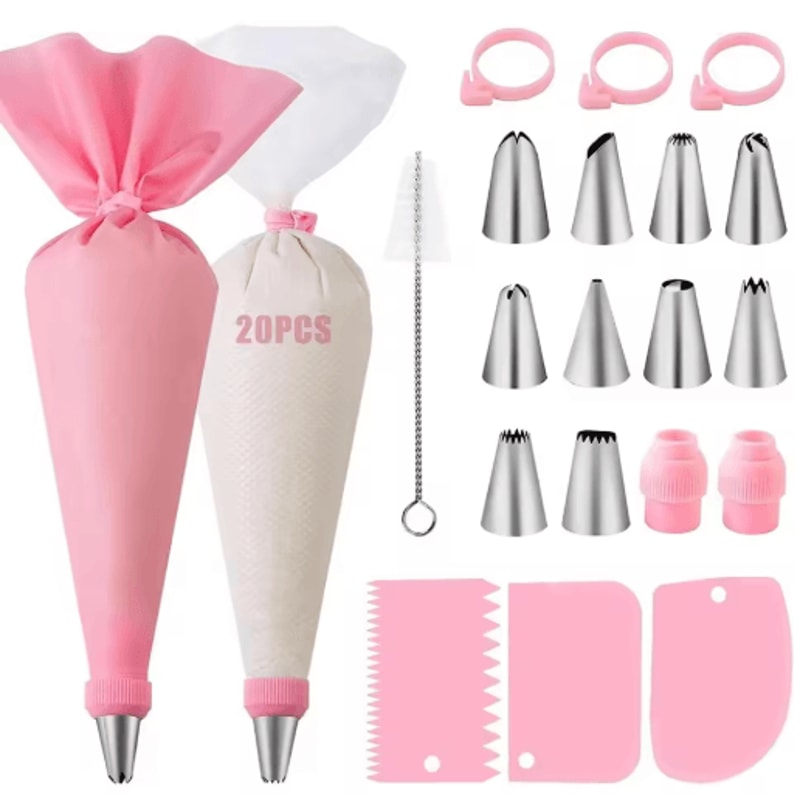 40Piece Silicone Piping Bags Tips Set Reusable Cake Decorating Kit With Stainless Steel Nozzles 3