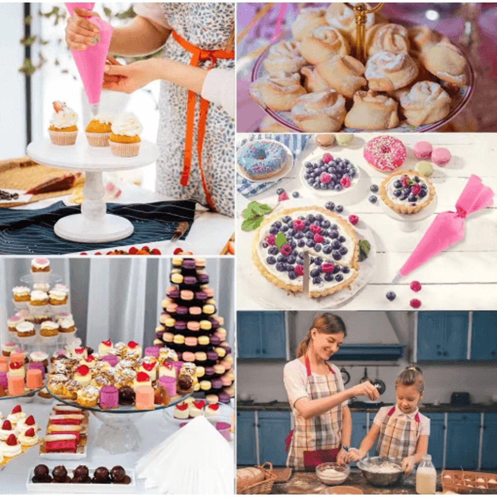 40Piece Silicone Piping Bags Tips Set Reusable Cake Decorating Kit With Stainless Steel Nozzles 4