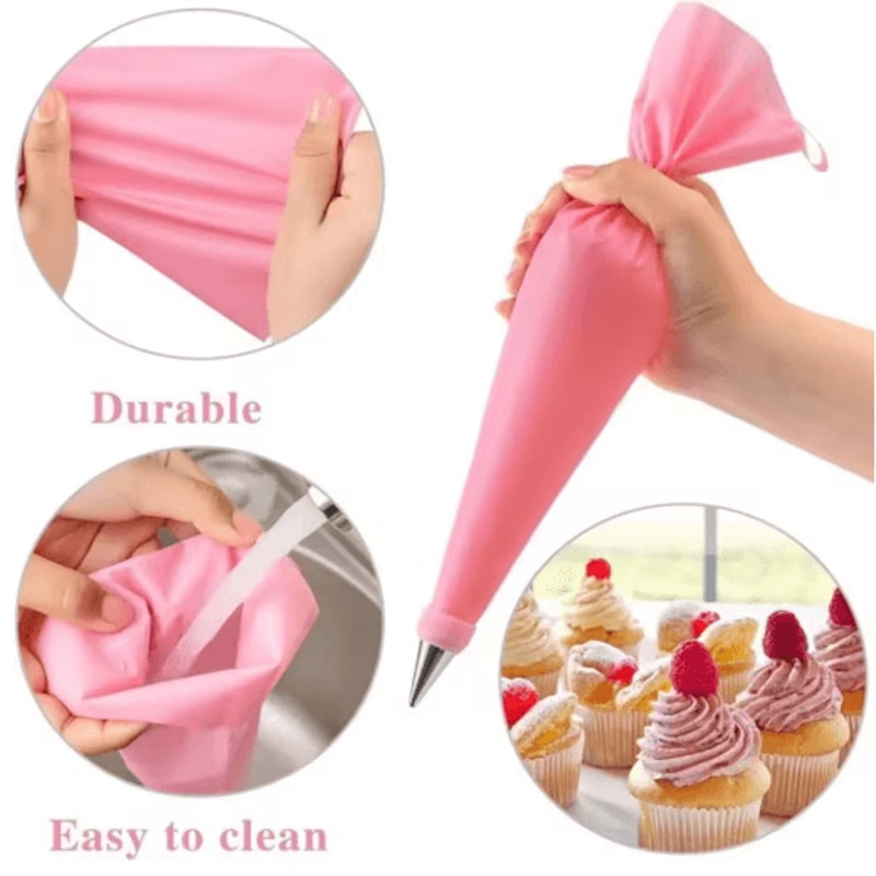 40Piece Silicone Piping Bags Tips Set Reusable Cake Decorating Kit With Stainless Steel Nozzles 5