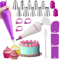 40Piece Silicone Piping Bags Tips Set Reusable Cake Decorating Kit With Stainless Steel Nozzles 0