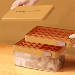 flip & press ice cube mold – large capacity double-layer ice maker with lid