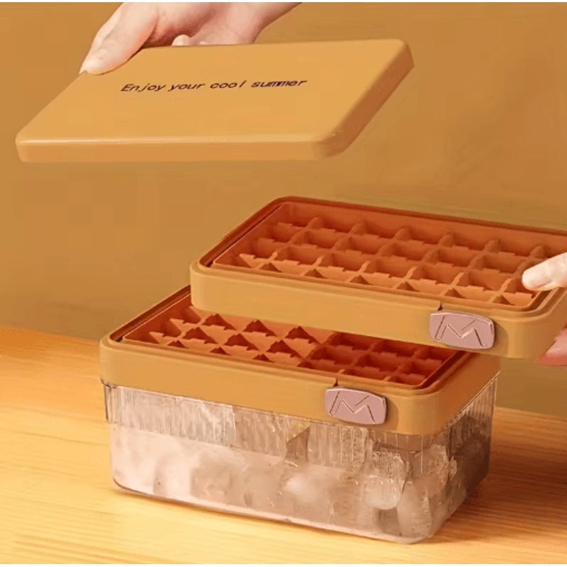 Flip Press Ice Cube Mold Large Capacity DoubleLayer Ice Maker With Lid 0