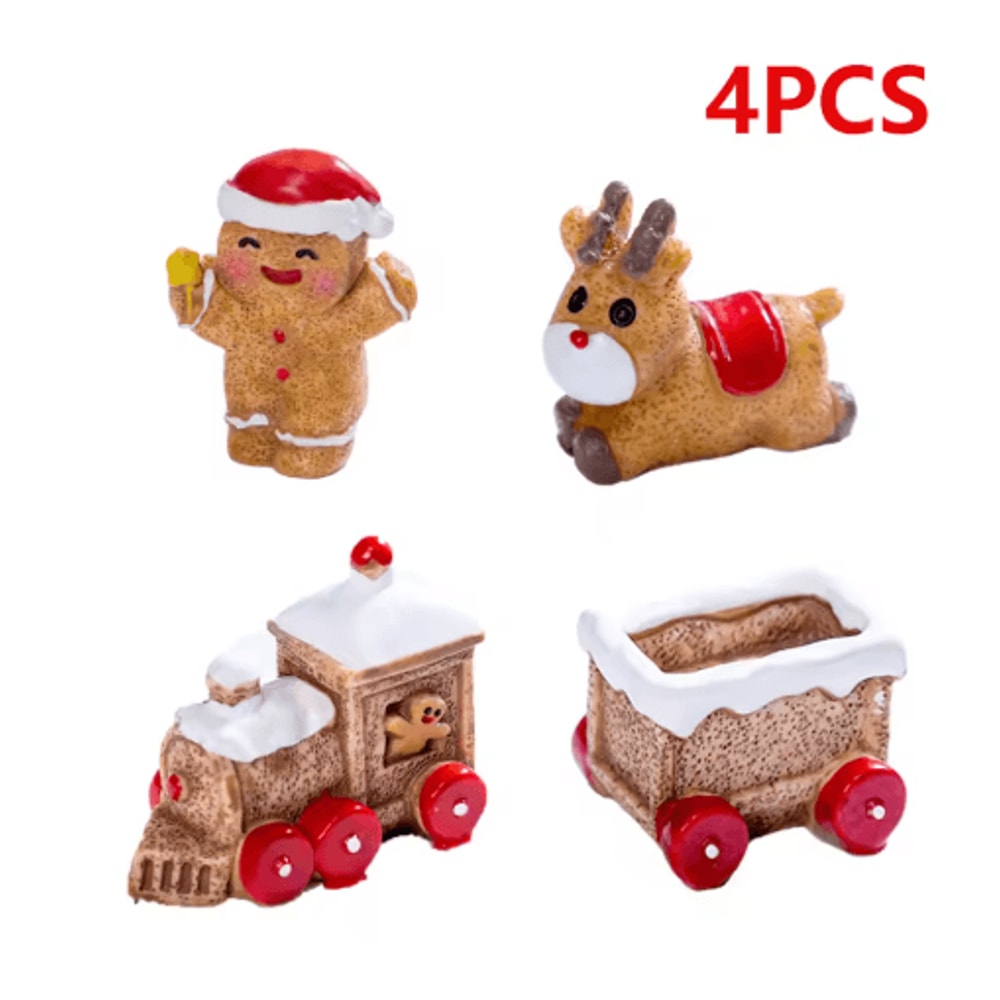 Mini Christmas Ornament Dollhouse Figures Gingerbread Man And Snowman Micro Landscape Decor 1