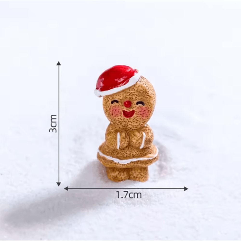 Mini Christmas Ornament Dollhouse Figures Gingerbread Man And Snowman Micro Landscape Decor 10
