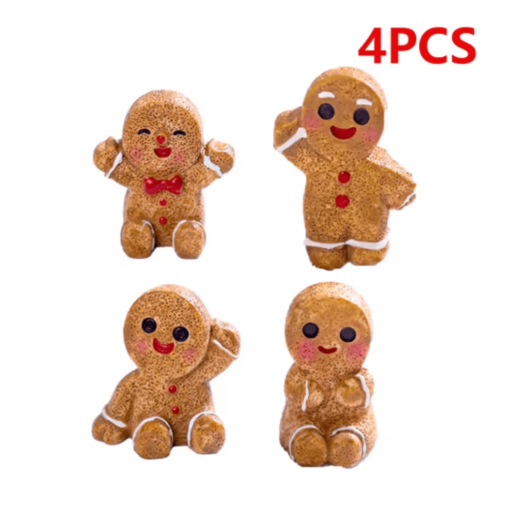 Mini Christmas Ornament Dollhouse Figures Gingerbread Man And Snowman Micro Landscape Decor 2