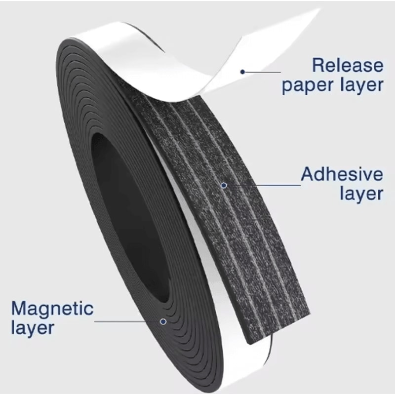 Self Adhesive Magnetic Tape Cuttable Rubber Magnetic Strip For DIY Fixing And Storage 6