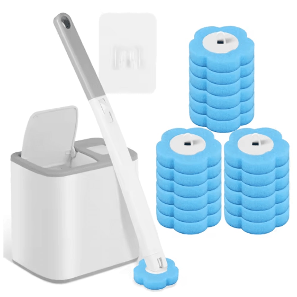 Disposable Toilet Brush With Replaceable Heads Wall Mount 4
