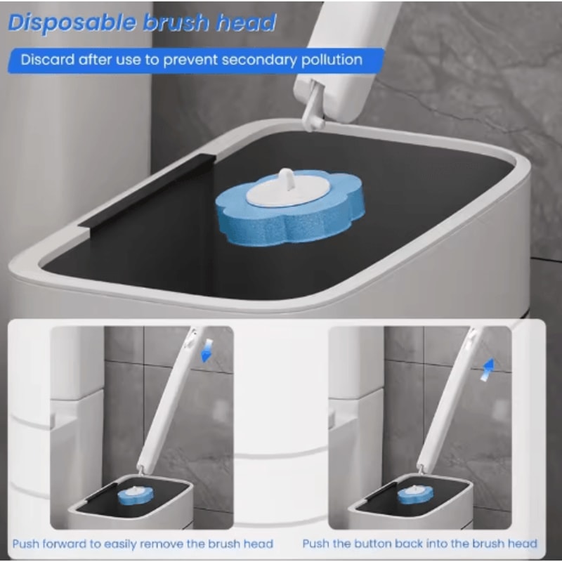 Disposable Toilet Brush With Replaceable Heads Wall Mount 7