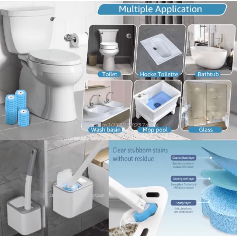 Disposable Toilet Brush With Replaceable Heads Wall Mount 9