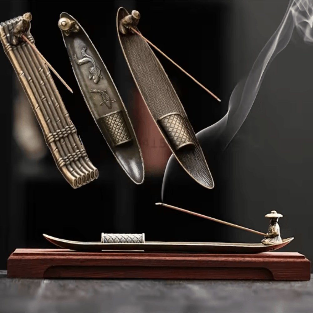 Japanese Style Fisherman Boat Incense Holder Aromatherapy Decor 0