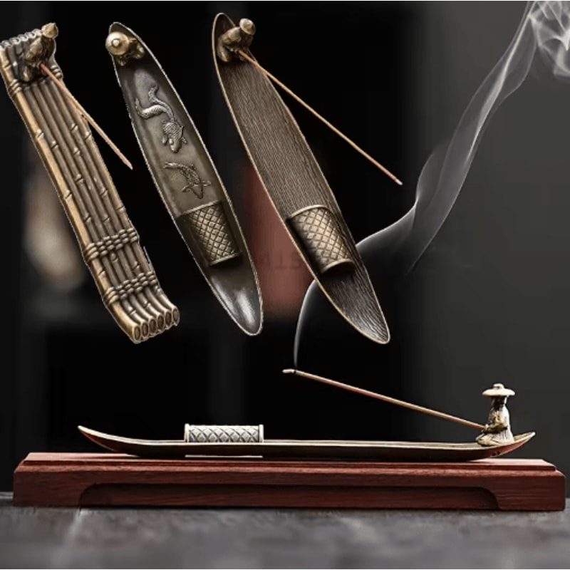 Japanese Style Fisherman Boat Incense Holder Aromatherapy Decor 0