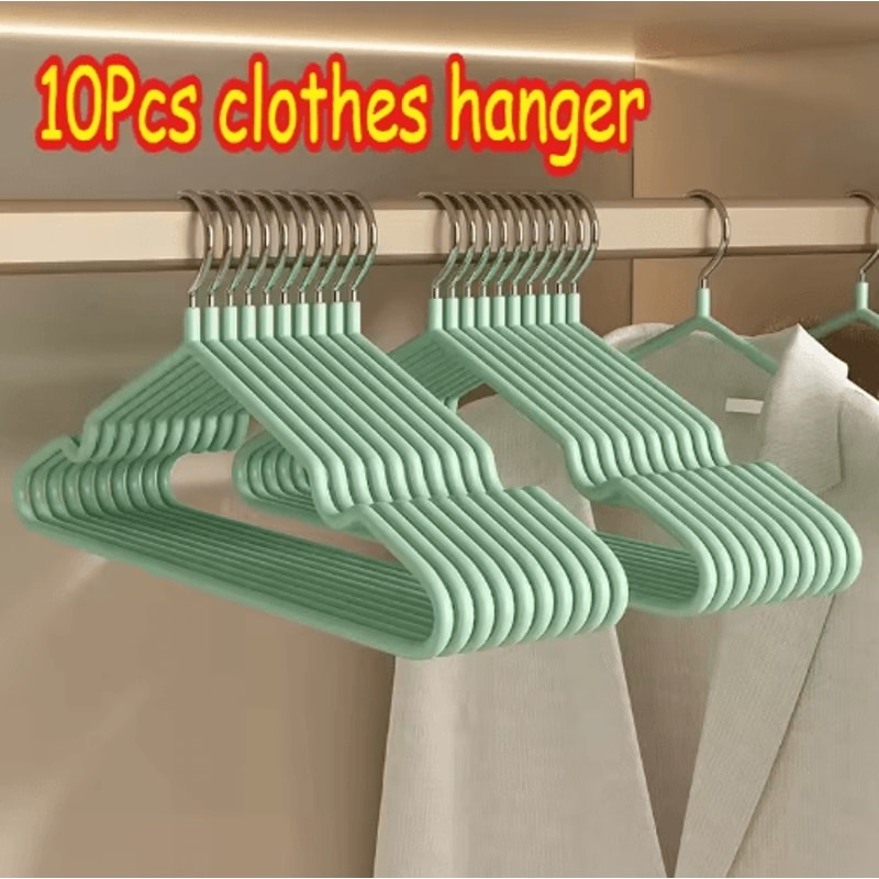 10PCS NonSlip Thick Plastic Clothes Hangers For Daily Drying 1