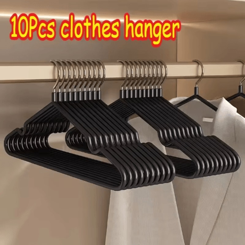 10PCS NonSlip Thick Plastic Clothes Hangers For Daily Drying 3