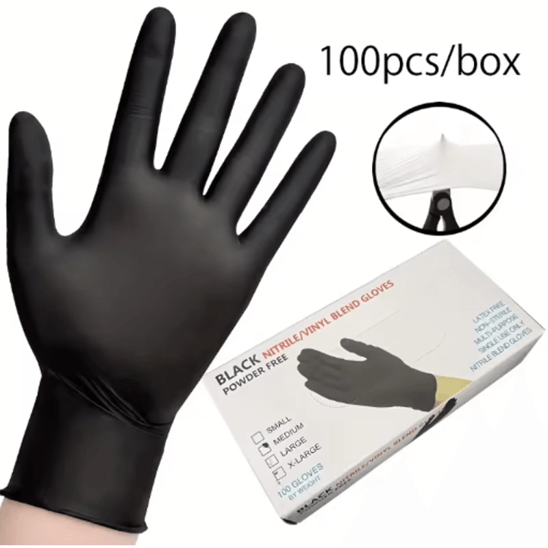 Black Nitrile Disposable Gloves LatexFree For Cleaning Personal Care 0