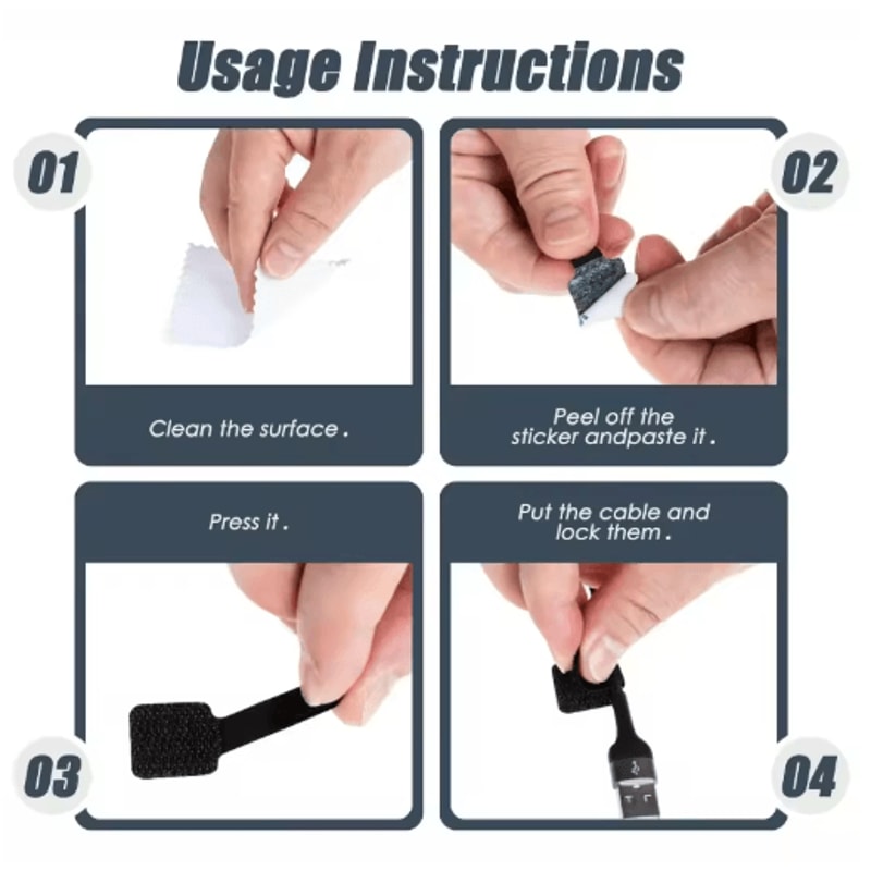 Reusable SelfAdhesive Cable Ties For Desk Wire Organization 6