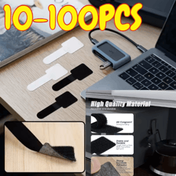reusable self-adhesive cable ties for desk & wire organization