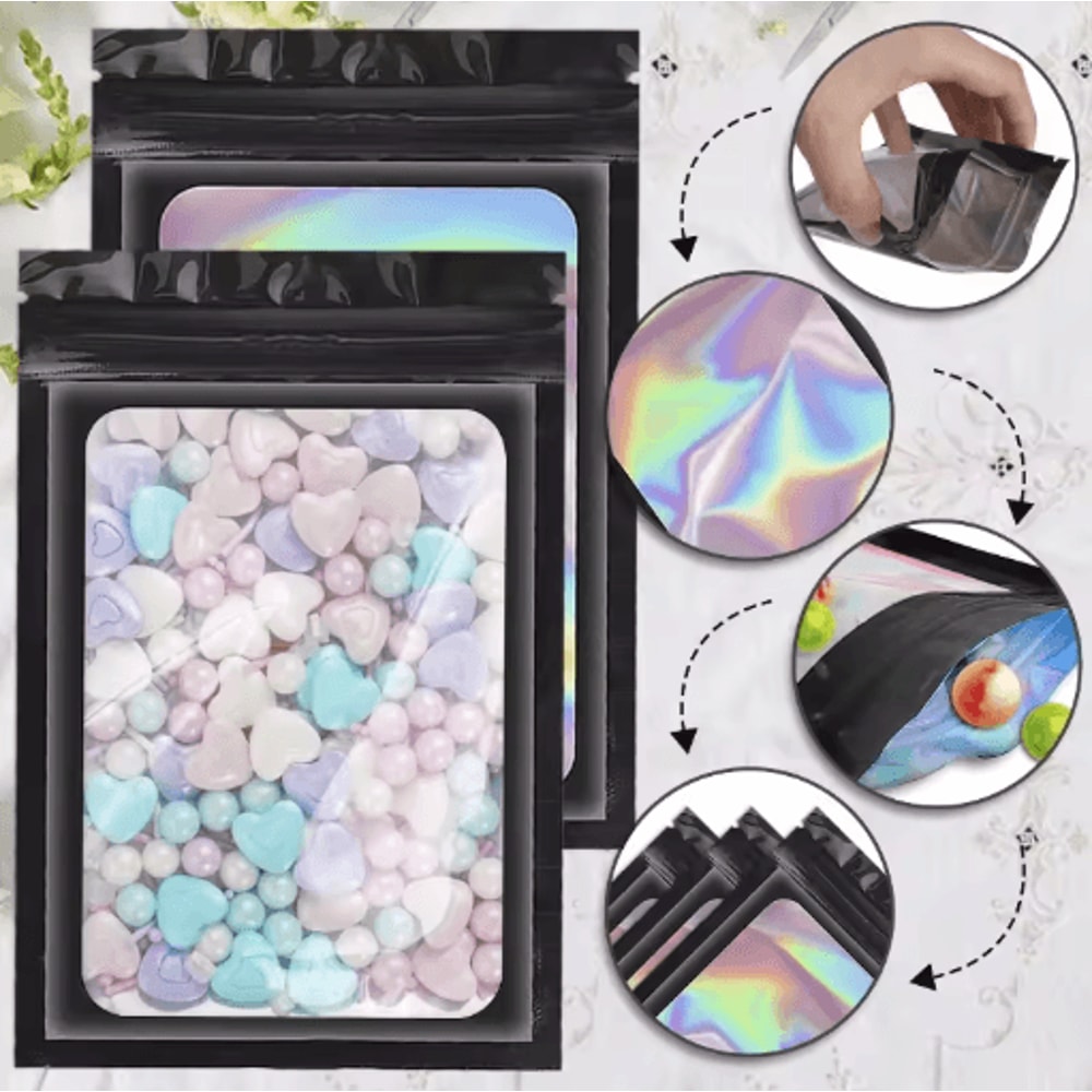 Holographic Ziplock Bags For Jewelry Nails And Beauty Display 8