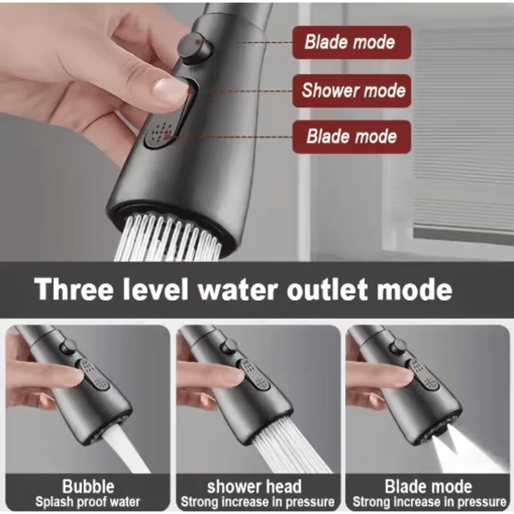 PullOut Kitchen Faucet Sprayer Nozzle With 3 Water Modes 10