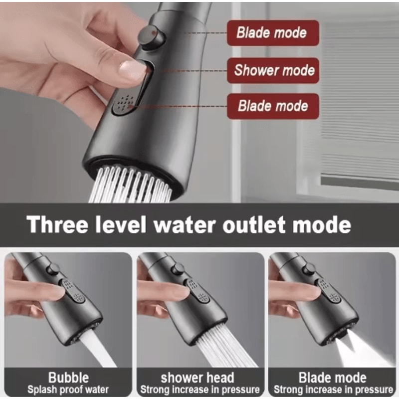 PullOut Kitchen Faucet Sprayer Nozzle With 3 Water Modes 10