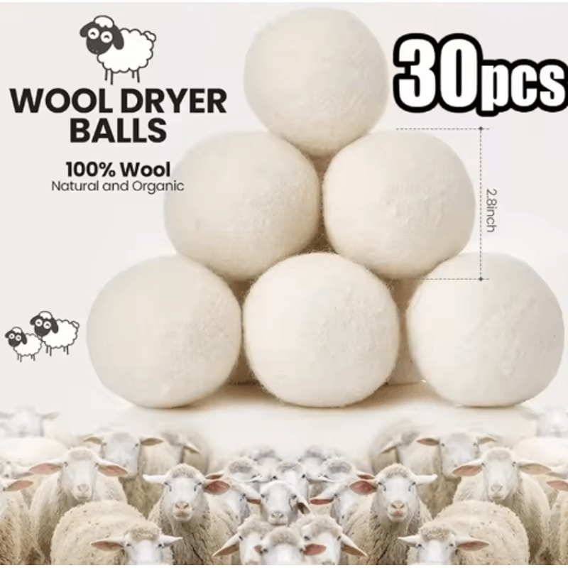 Reusable Wool Dryer Balls Natural Fabric Softener For Laundry 0