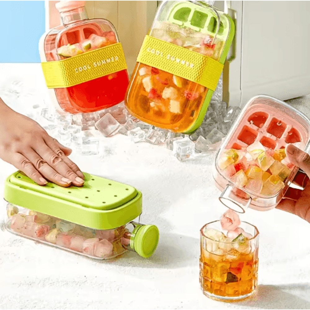 12Grid LargeCapacity Ice Cube Tray Water Bottle Combo With Lid 6