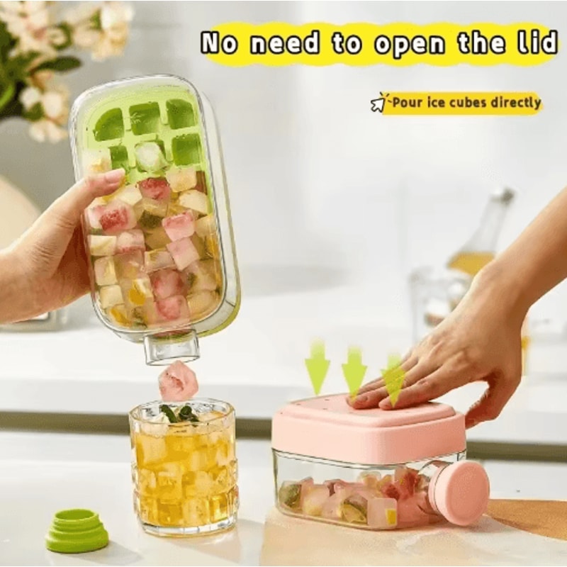 12Grid LargeCapacity Ice Cube Tray Water Bottle Combo With Lid 11