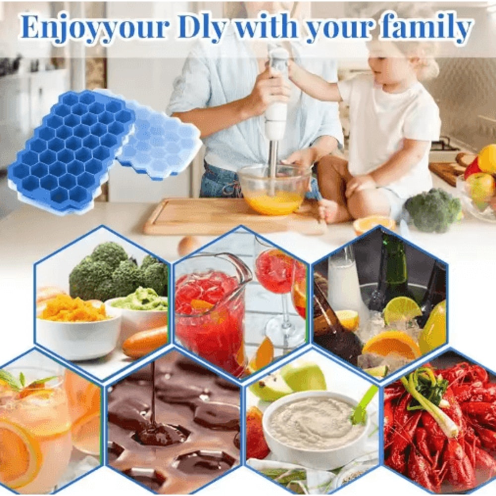 LargeCapacity 148Cube Silicone Ice Tray With Lid BPA Free Ice Maker 17