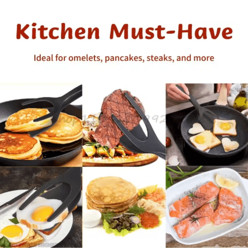 2in1 Egg Spatula Tongs Pancake Egg Flipping Tool 0