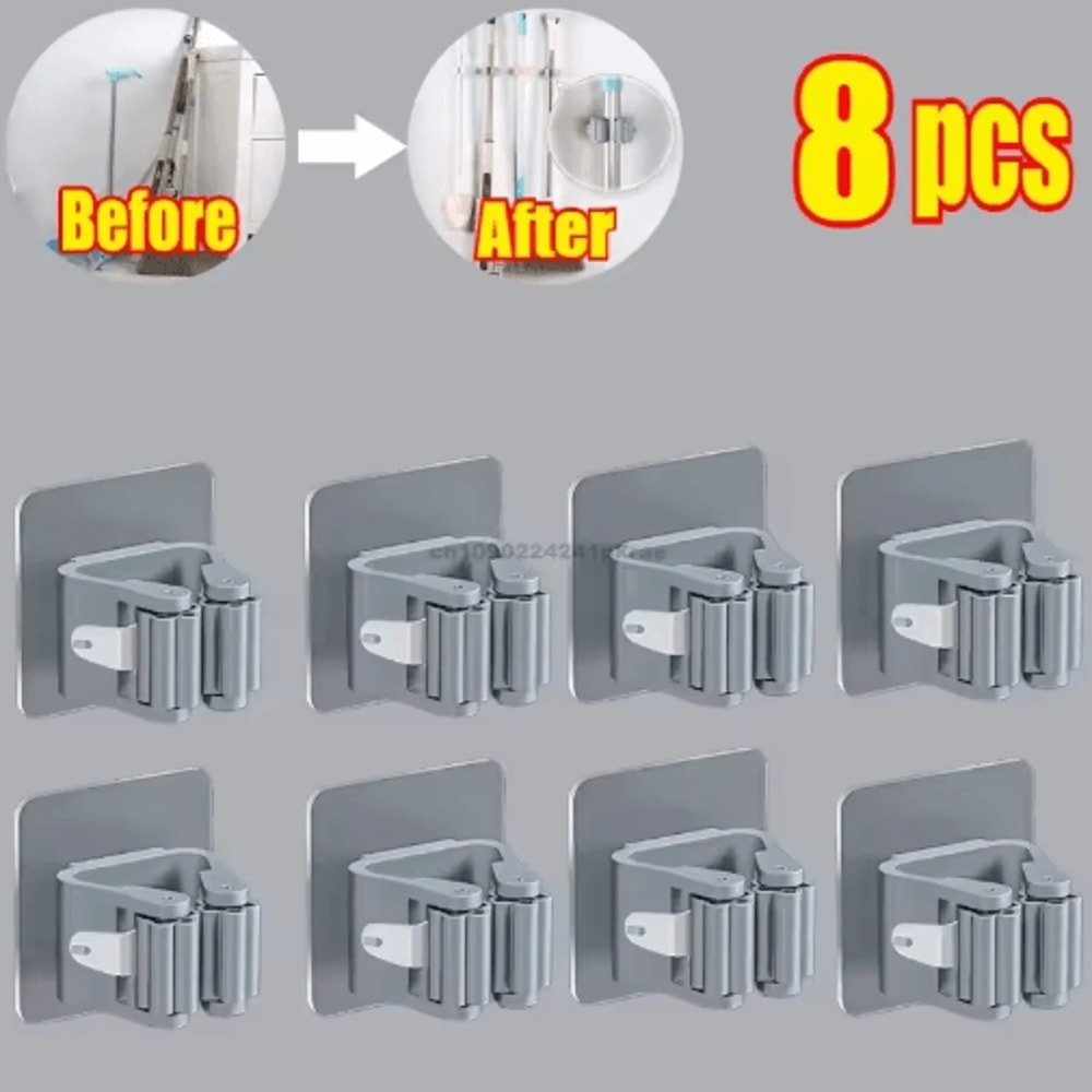 SelfAdhesive Mop Broom Holder NoDrill Wall Organizer 1