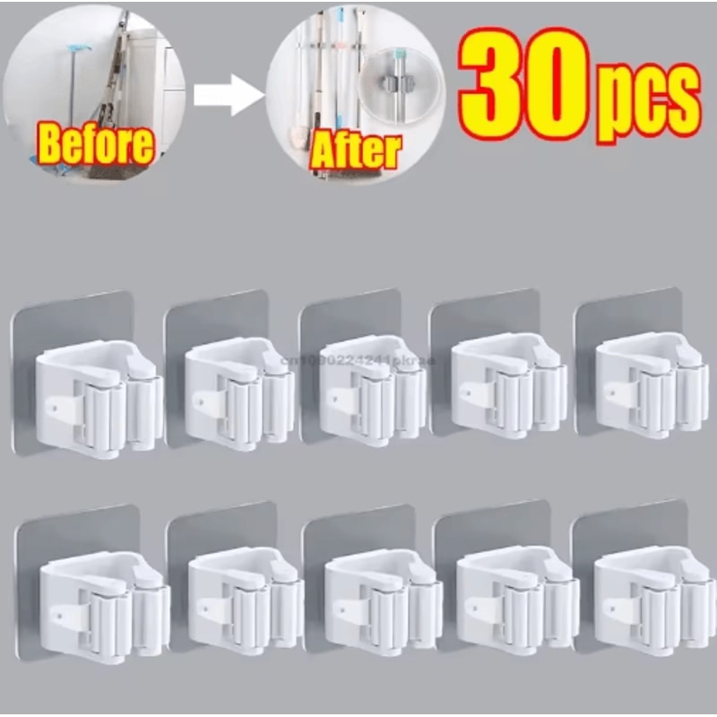 SelfAdhesive Mop Broom Holder NoDrill Wall Organizer 10