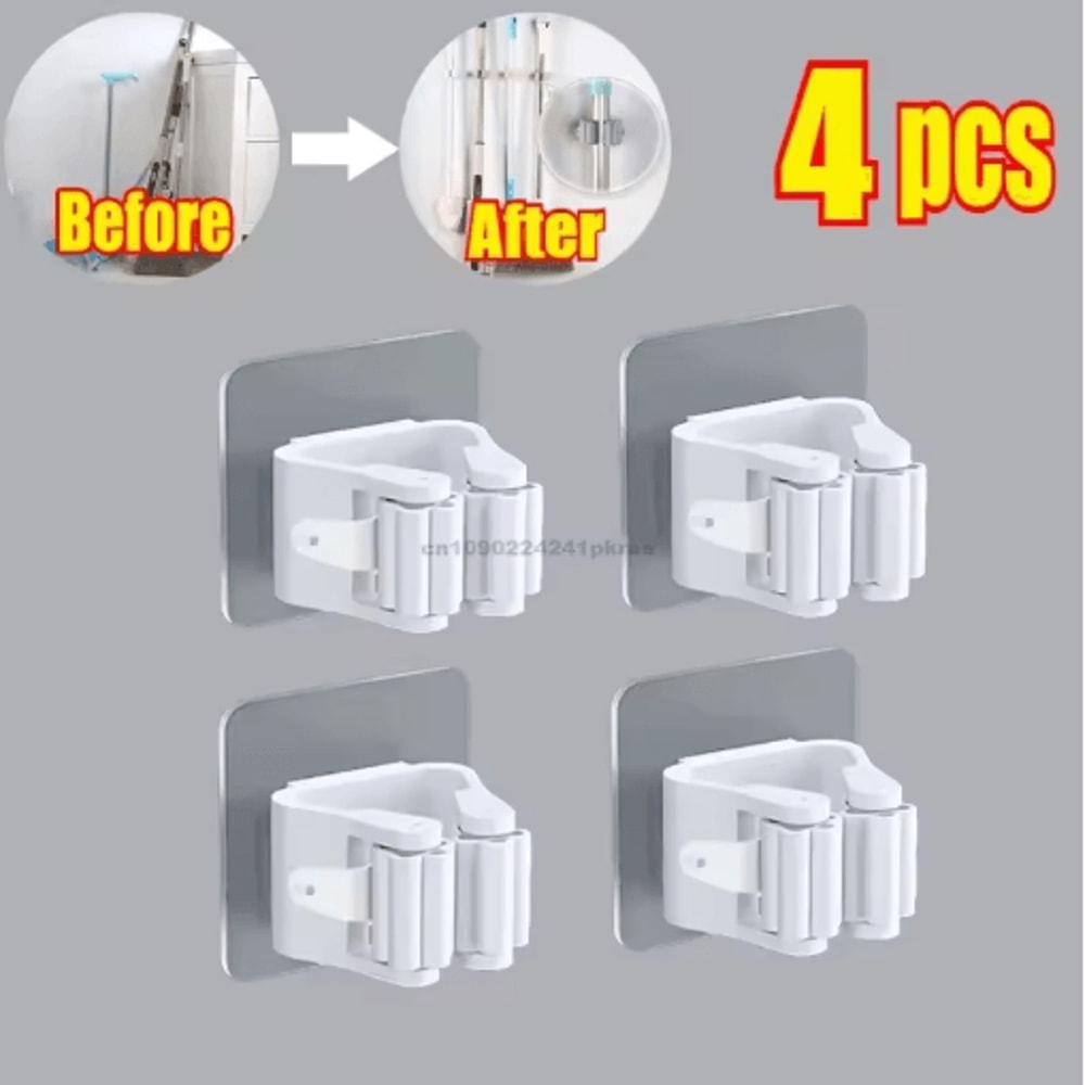 SelfAdhesive Mop Broom Holder NoDrill Wall Organizer 4