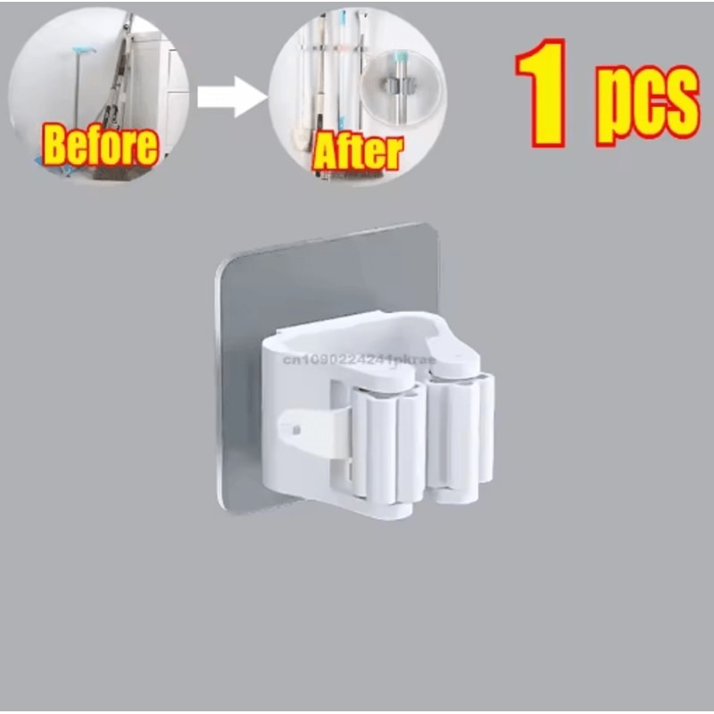 SelfAdhesive Mop Broom Holder NoDrill Wall Organizer 5