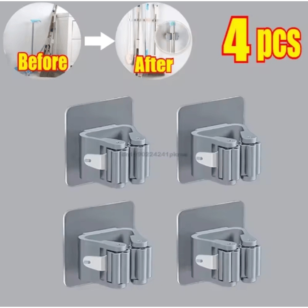 SelfAdhesive Mop Broom Holder NoDrill Wall Organizer 6