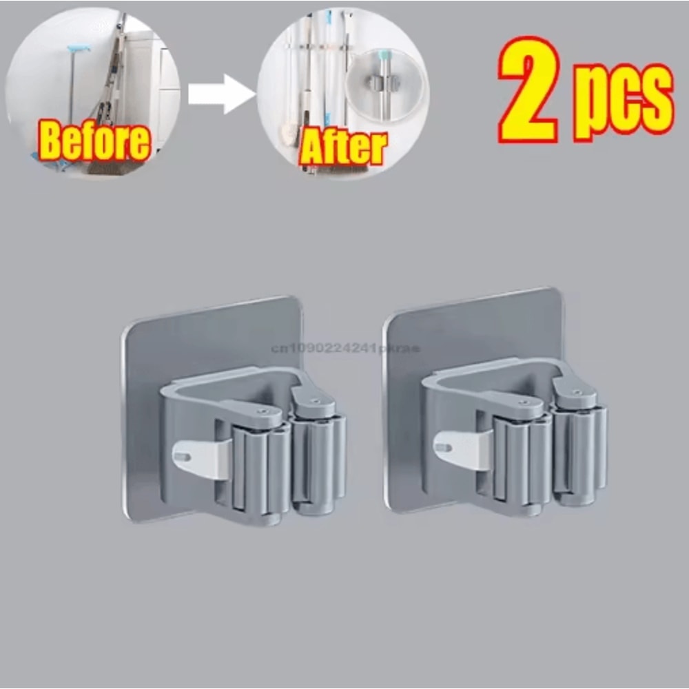 SelfAdhesive Mop Broom Holder NoDrill Wall Organizer 7