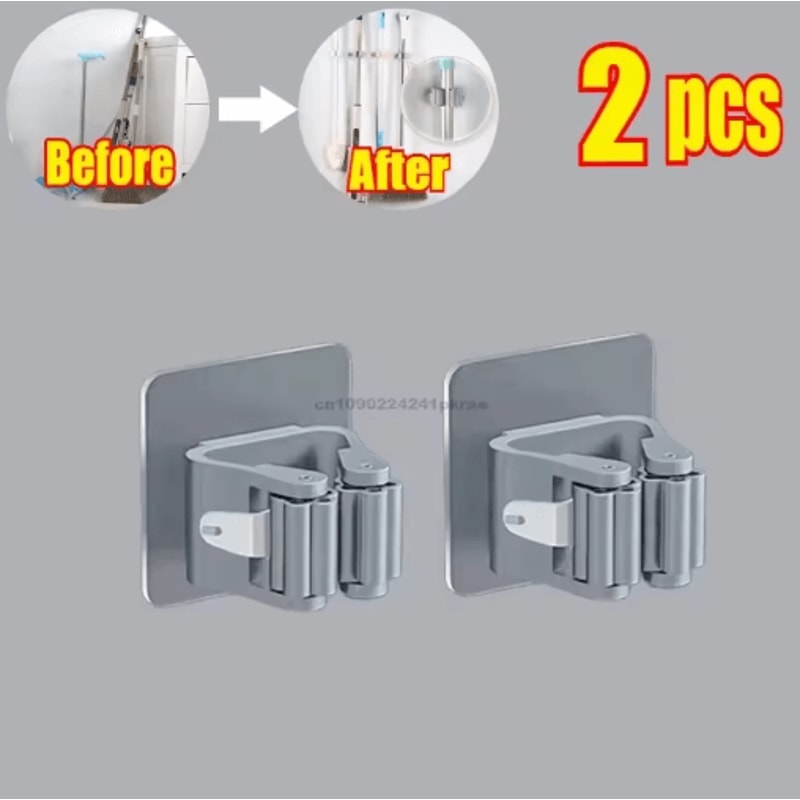SelfAdhesive Mop Broom Holder NoDrill Wall Organizer 7
