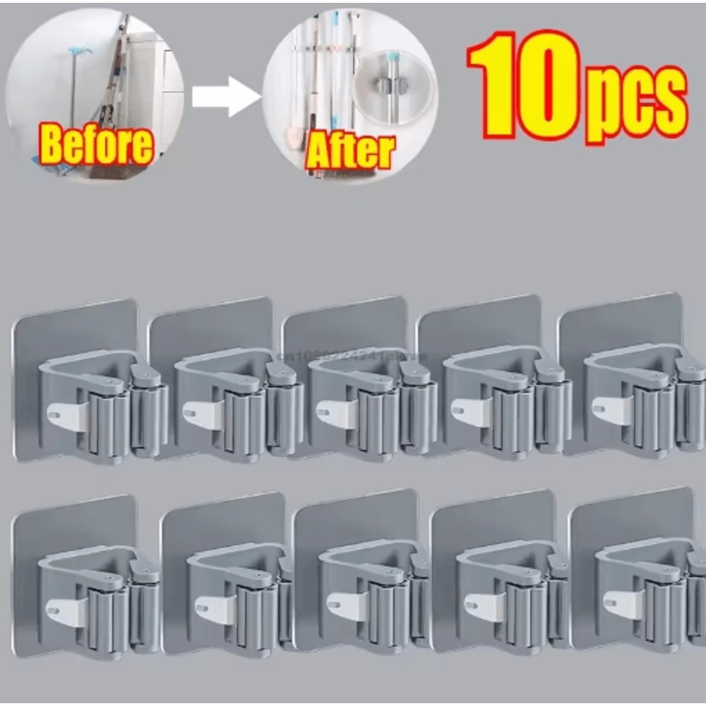 SelfAdhesive Mop Broom Holder NoDrill Wall Organizer 8
