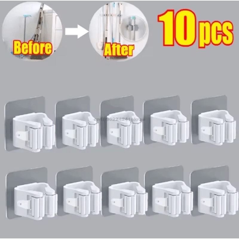 SelfAdhesive Mop Broom Holder NoDrill Wall Organizer 9
